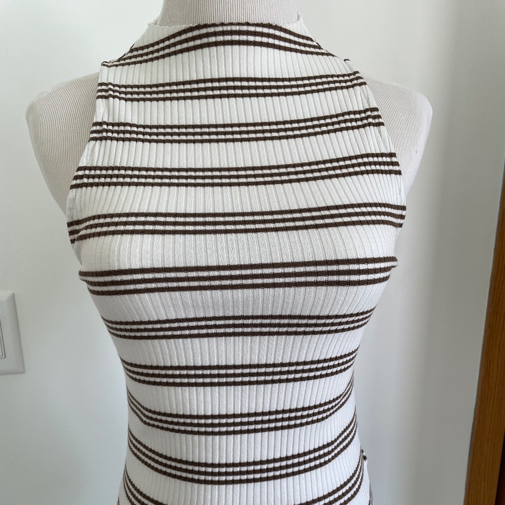 Maeve by Anthropologie Brown/White Striped Tank Top Sz Small